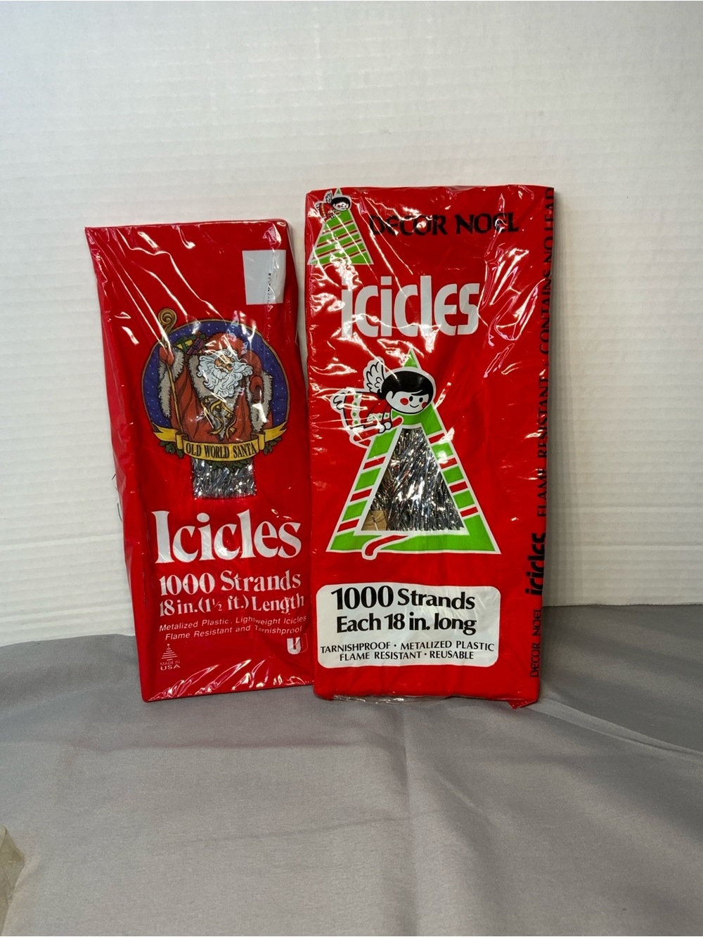 Set of Vintage Silver Christmas Tree Icicles Unopened Decor Noel Old World Santa